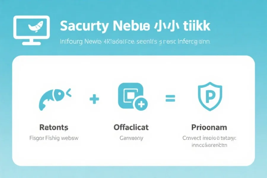 一张展示安全上网的小贴士信息图，包括识别钓鱼网站、核对官方认证和保护个人信息的图标和简短说明